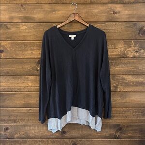 Style & Co. Navy Layered V-Neck Blouse